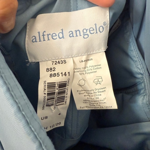 Alfred Angelo Blue One-Shoulder Fit and Flare Dress for Weddings Formal HOCO - Picture 4 of 4